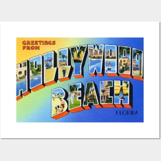 Greetings from Hollywood Beach, Florida - Vintage Large Letter Postcard Posters and Art